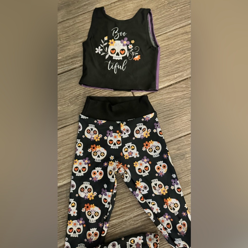 Sugarlulu girl med athletic,gymnastics,cheer dance set. SUGAR SKULLS Halloween